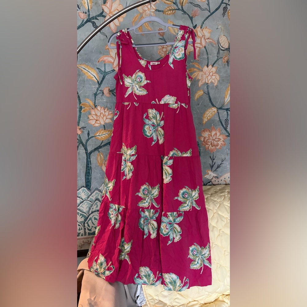 Faherty tropical tiered sleeveless lanai orchid midi dress XS